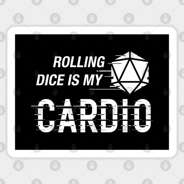 Rolling Dice is My Cardio Funny Tabletop RPG Sticker by pixeptional